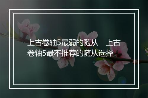 上古卷轴5最弱的随从　上古卷轴5最不推荐的随从选择